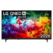 LG Телевізор LG QNED AI QNED70 Mini LED | 50 дюймів | 4K Smart TV | 2026, Фронтальний вигляд LG QNED AI QNED70 Mini LED, випущеного у 2026 році, наповнює екран яскравими, плавними бризками різнокольорового руху, оскільки тонко нашаровані кольори плавно розподіляються по дисплею., 50QNED70B6C, thumbnail 1