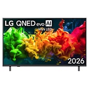 LG Телевізор LG QNED AI evo AI QNED80 Mini LED | 50 дюймів | 4K Smart TV | 2026, Фронтальний вигляд LG QNED evo AI QNED80 Mini LED, випущеного у 2026 році, наповнює екран яскравими, плавними потоками різнокольорового, схожого на фарбу руху, оскільки насичені шари кольорів плавно розподіляються по дисплею., 50QNED80B6B, thumbnail 1