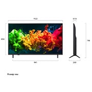 LG Телевізор LG QNED AI evo AI QNED80 Mini LED | 50 дюймів | 4K Smart TV | 2026, На зображеннях спереду та збоку показано 65-дюймовий дисплей LG QNED evo AI QNED80 Mini LED із шириною екрана 1455 мм, висотою екрана 841 мм, висотою з підставкою 904 мм, глибиною профілю 67,9 мм та розмірами підставки 1217 на 269 мм., 50QNED80B6B, thumbnail 2