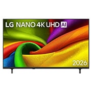 LG Телевізор LG NANO 4K UHD AI NU90 | 55 дюймів | 4K Smart TV | 2026, Фронтальний вигляд LG NANO 4K UHD AI NU90, випущеного у 2026 році, заповнює екран плавними, плавними шарами яскраво забарвлених, тканинно-подібних текстур, утворюючи вигнуті різнокольорові складки, що, 55NU900B6LA, thumbnail 1