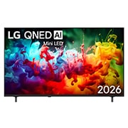 LG Телевізор LG QNED AI QNED70 Mini LED | 65 дюймів | 4K Smart TV | 2026, Фронтальний вигляд LG QNED AI QNED70 Mini LED, випущеного у 2026 році, наповнює екран яскравими, плавними бризками різнокольорового руху, оскільки тонко нашаровані кольори плавно розподіляються по дисплею., 65QNED70B6C, thumbnail 1