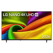 LG Телевізор LG NANO 4K UHD AI NU90 | 65 дюймів | 4K Smart TV | 2026, Фронтальний вигляд LG NANO 4K UHD AI NU90, випущеного у 2026 році, заповнює екран плавними, плавними шарами яскраво забарвлених, тканинно-подібних текстур, утворюючи вигнуті різнокольорові складки, що, 65NU900B6LA, thumbnail 1