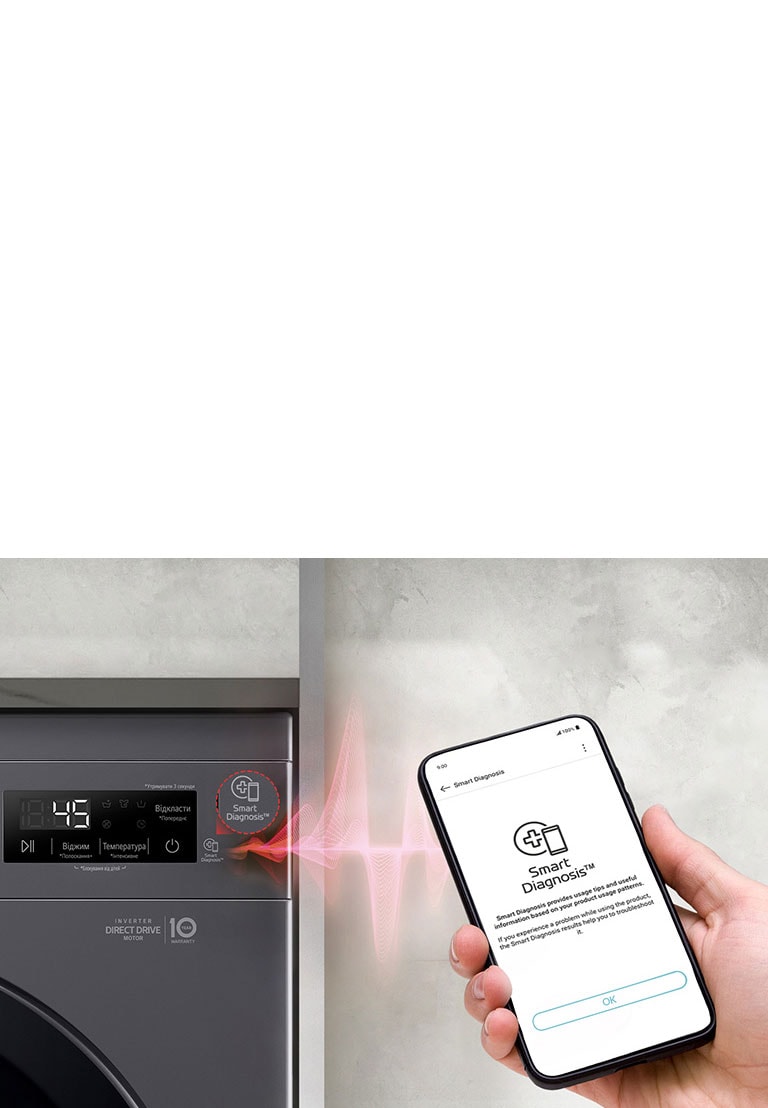 Smart Diagnostics™ дозволяє перевірити наявність проблем з пральною машиною за допомогою смартфону