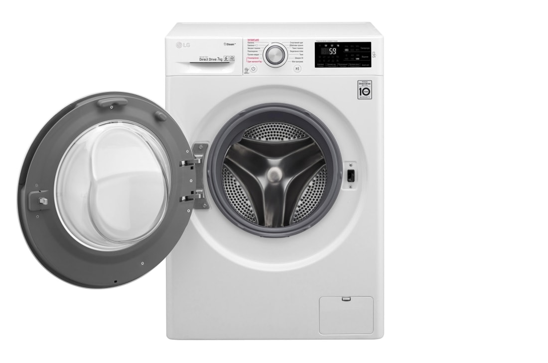 LG Вузька пральна машина, технологія 6 Motion™, прання парою SpaSteam™, LG ThinQ™ по NFC, 7 кг, Front_Door_Open, F2J6HSR1W, thumbnail 3