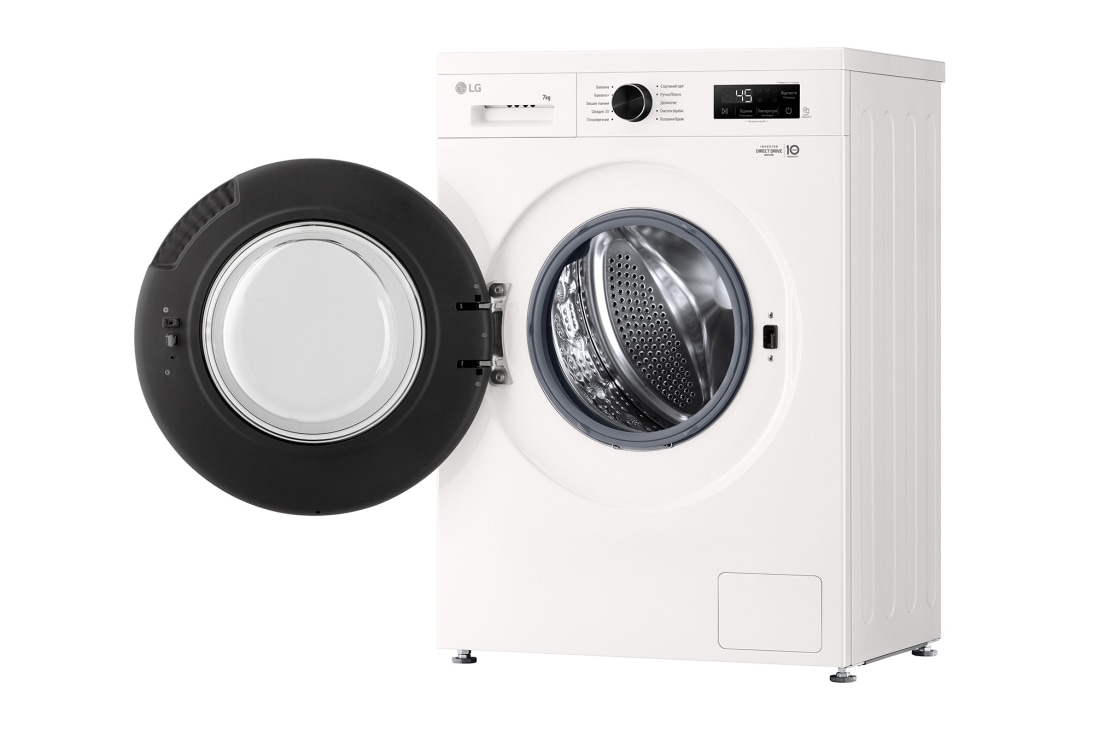 LG Вузька пральна машина | 6 Motion™ | Steam™ | 7 кг, Спереду справа з відкритими дверцятами, F2Y1HS5W, thumbnail 4