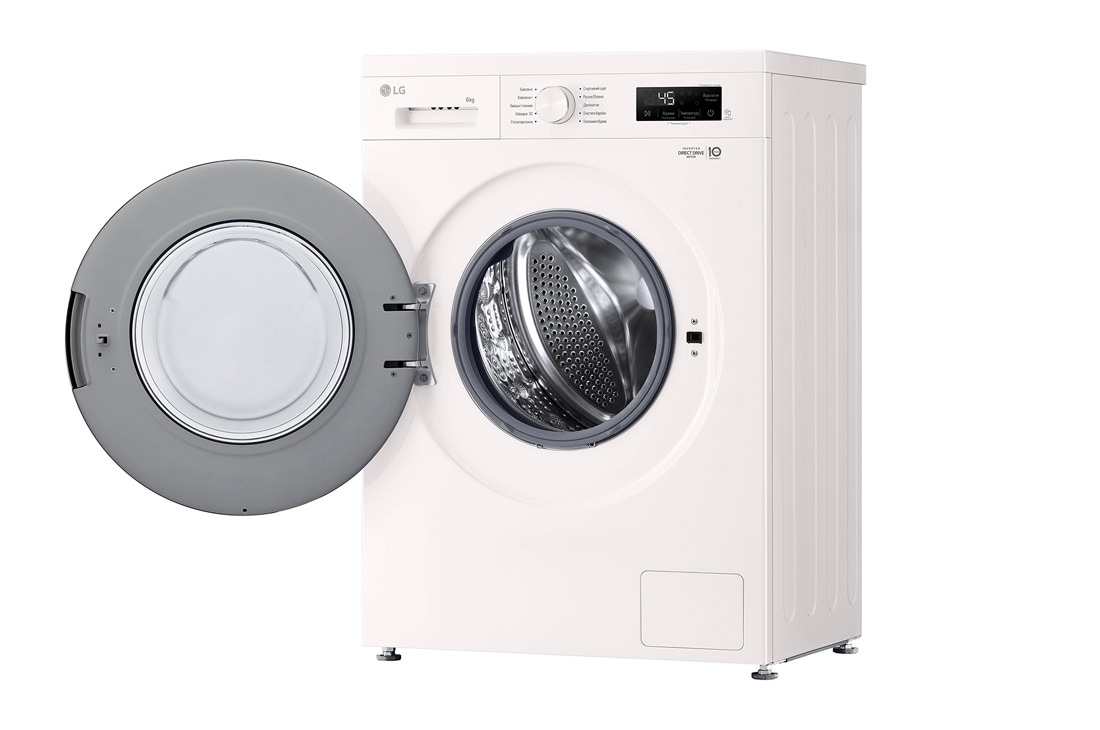 LG Вузька пральна машина | 6 Motion™ | Steam™ | 6 кг, Спереду справа з відкритими дверцятами, F2Y1NS3W, thumbnail 4