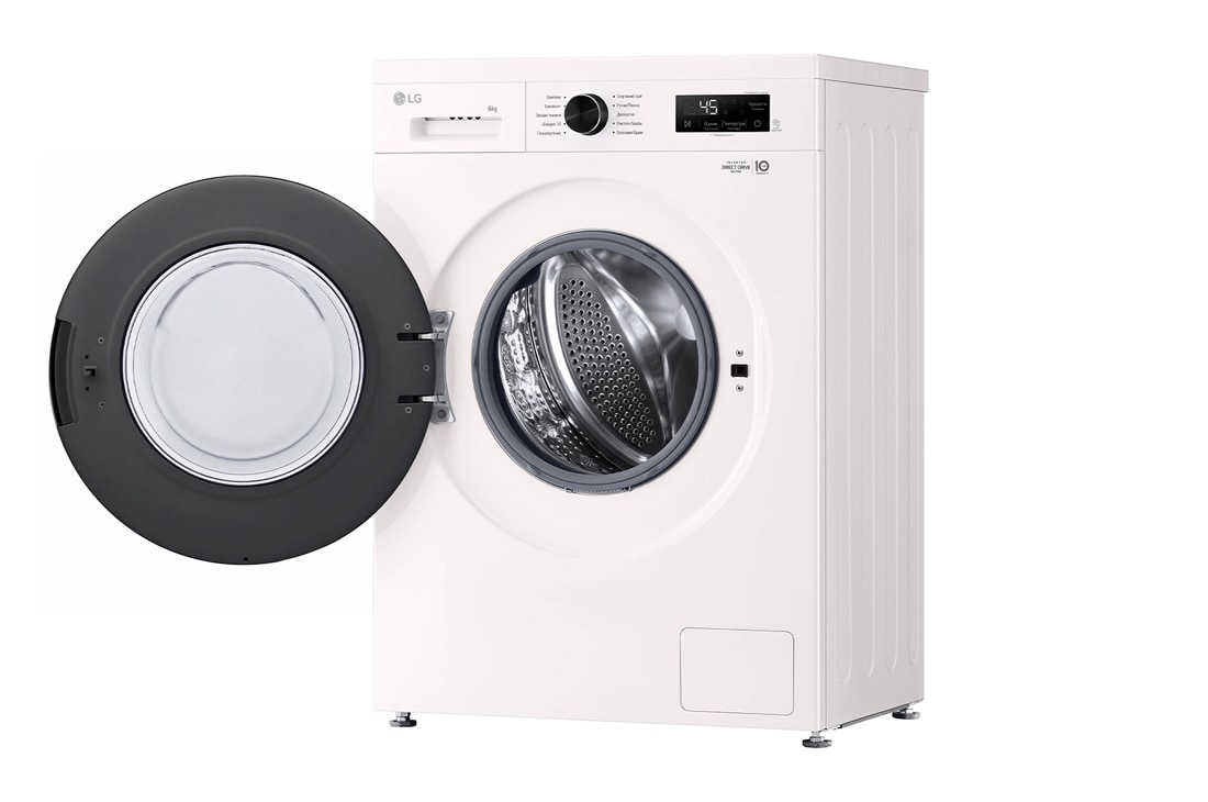 LG Вузька пральна машина | 6 Motion™ | Steam™ | 6 кг, Спереду справа з відкритими дверцятами, F2Y1NS6W, thumbnail 4