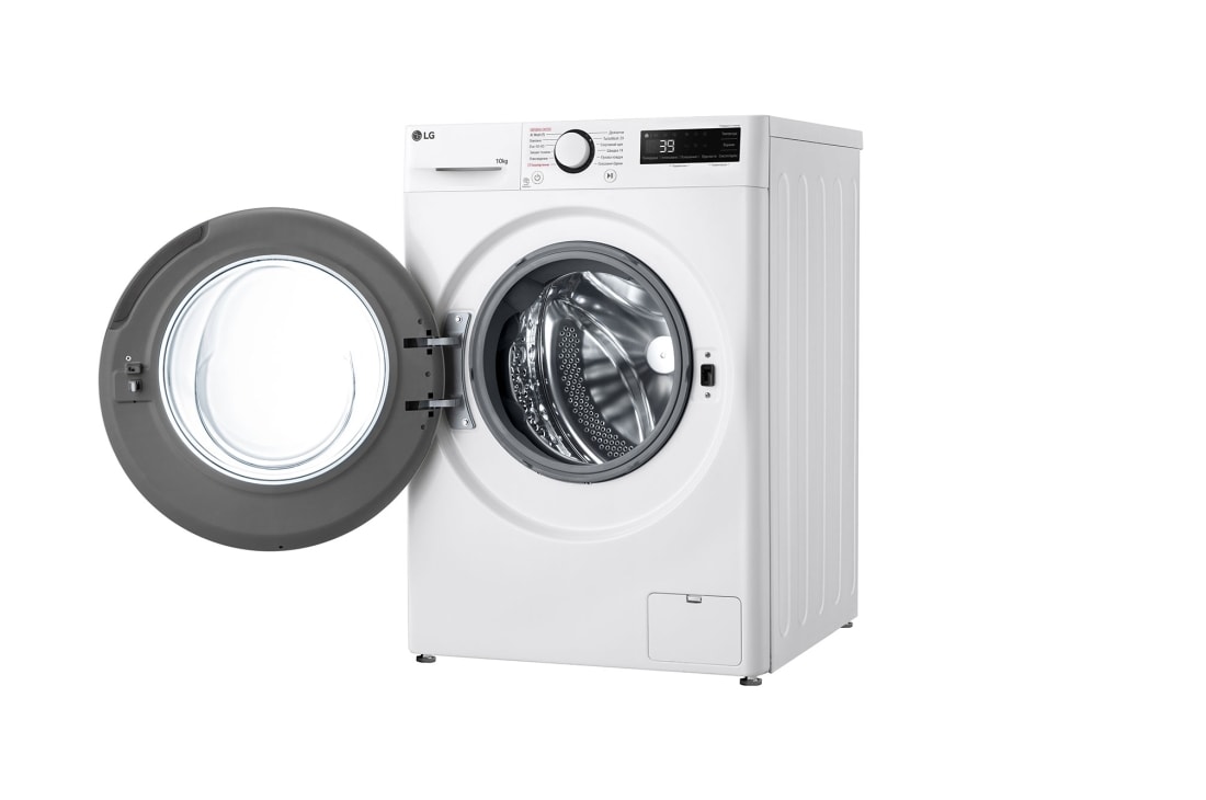 LG Стандартна пральна машина | AI DD™ | TurboWash™ 360˚ | 10 кг, Спереду справа з відкритими дверцятами, F4Y5RS3W, thumbnail 4