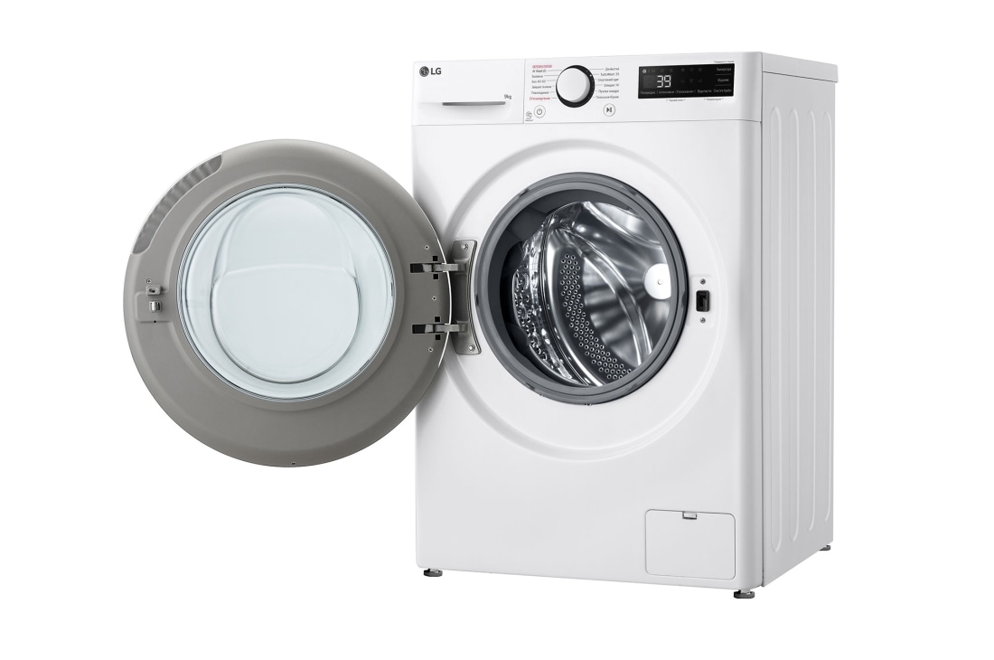 LG Вузька пральна машина | AI DD™ | TurboWash™ 360˚ | 9 кг, Спереду справа з відкритими дверцятами, F2Y5FS0W, thumbnail 4