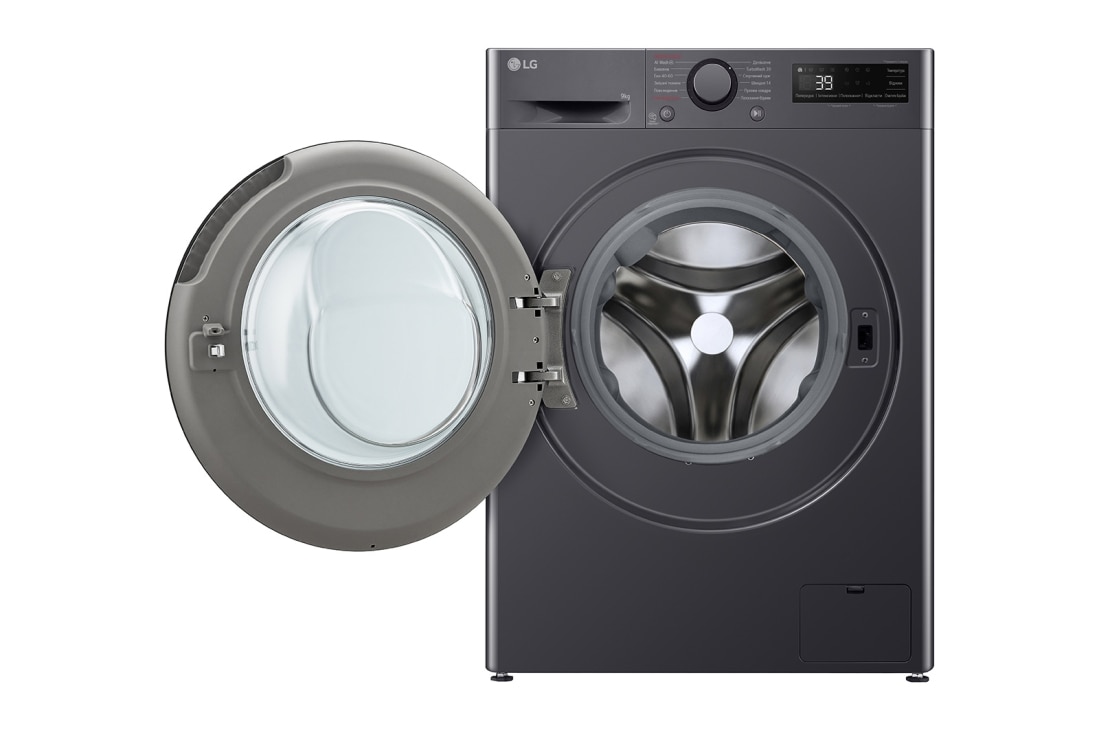 LG Вузька пральна машина | AI DD™ | TurboWash™ 360˚ | 9 кг, Спереду з відкритими дверцятами, F2Y5FS5J, thumbnail 3
