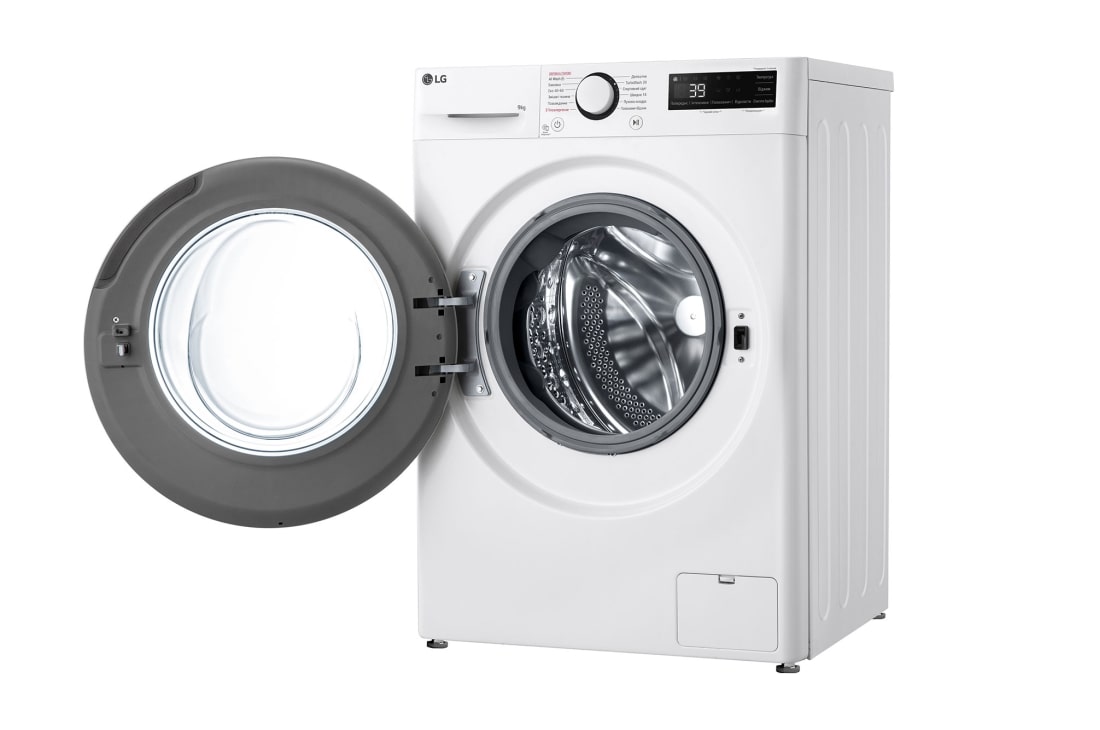 LG Вузька пральна машина | AI DD™ | TurboWash™ 360˚ | 9 кг, Спереду справа з відкритими дверцятами, F2Y5FS6W, thumbnail 4