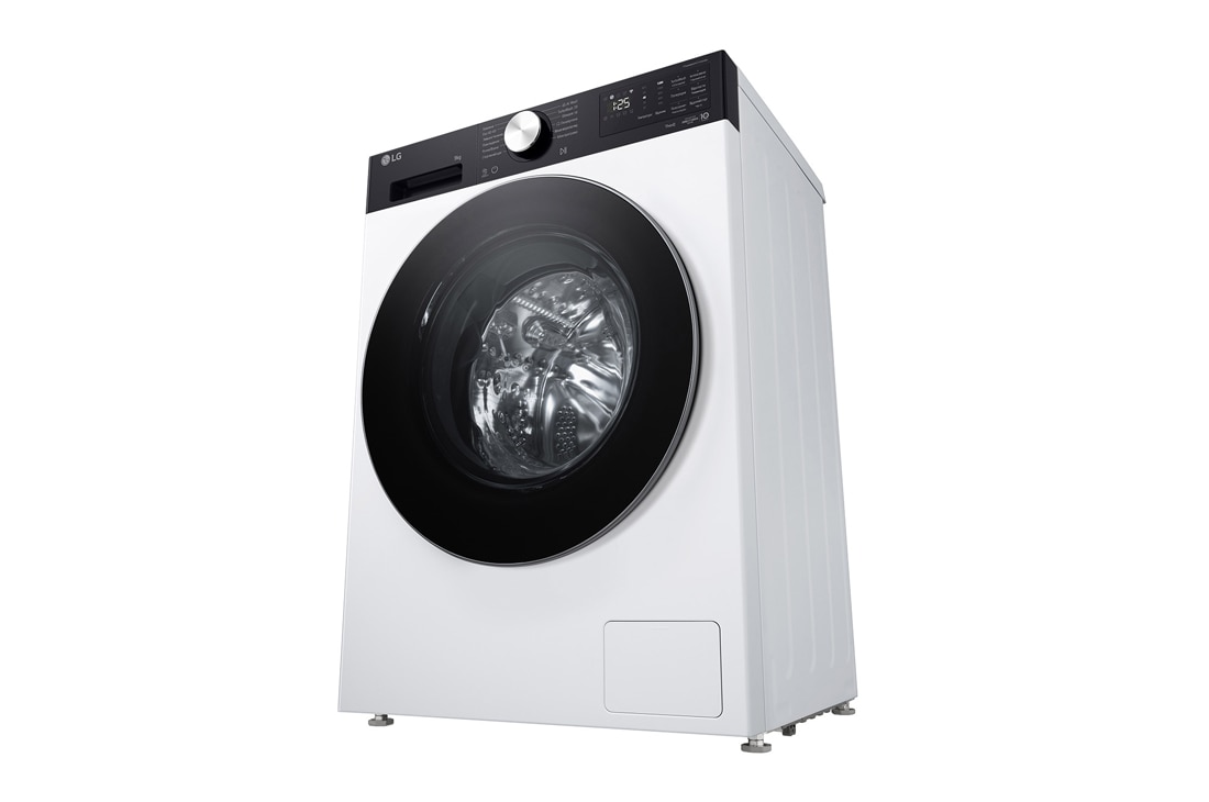LG Вузька пральна машина на  9 кг з AI DD™, Turbowash™ 360 (2026), Зображено пральну машину спереду справа в перспективі знизу, F2X5FS2WB, thumbnail 5