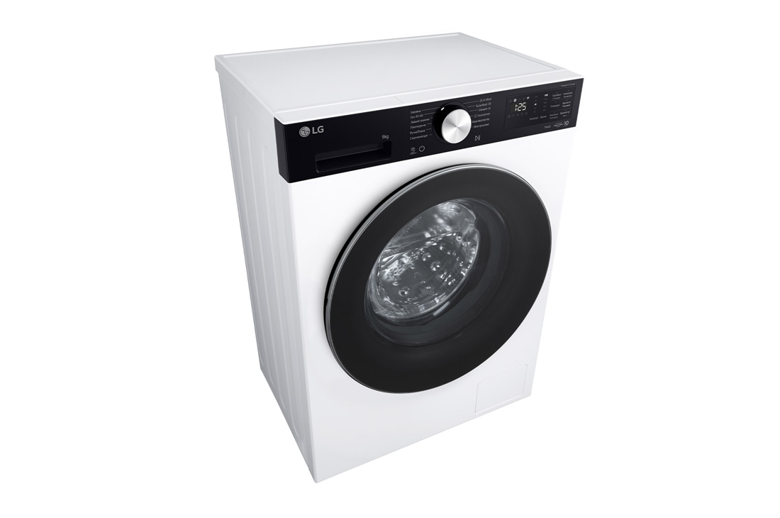 LG Вузька пральна машина на  9 кг з AI DD™, Turbowash™ 360 (2026), Зображено пральну машину спереду зліва в перспективі зверху, F2X5FS2WB, thumbnail 6
