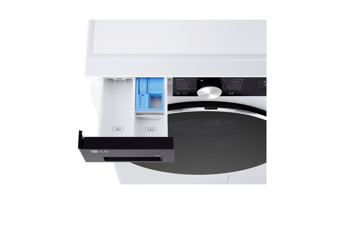 LG Вузька пральна машина на  9 кг з AI DD™, Turbowash™ 360 (2026), Зображено лоток пральної машини зверху, F2X5FS2WB, thumbnail 10