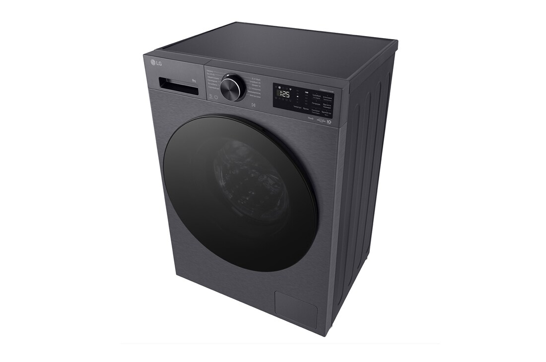 LG Вузька пральна машина на  8 кг з AI DD™, Turbowash™ 360 (2026), Зображено пральну машину спереду справа в перспективі зверху, F2X5PS5M, thumbnail 8