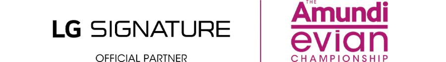 The LG SIGNATURE logo on the left and The Amundi Evian Championship logo to the right.