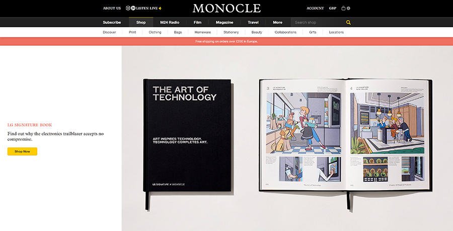 The LG SIGNATURE brand book on the Monocle online shop.
