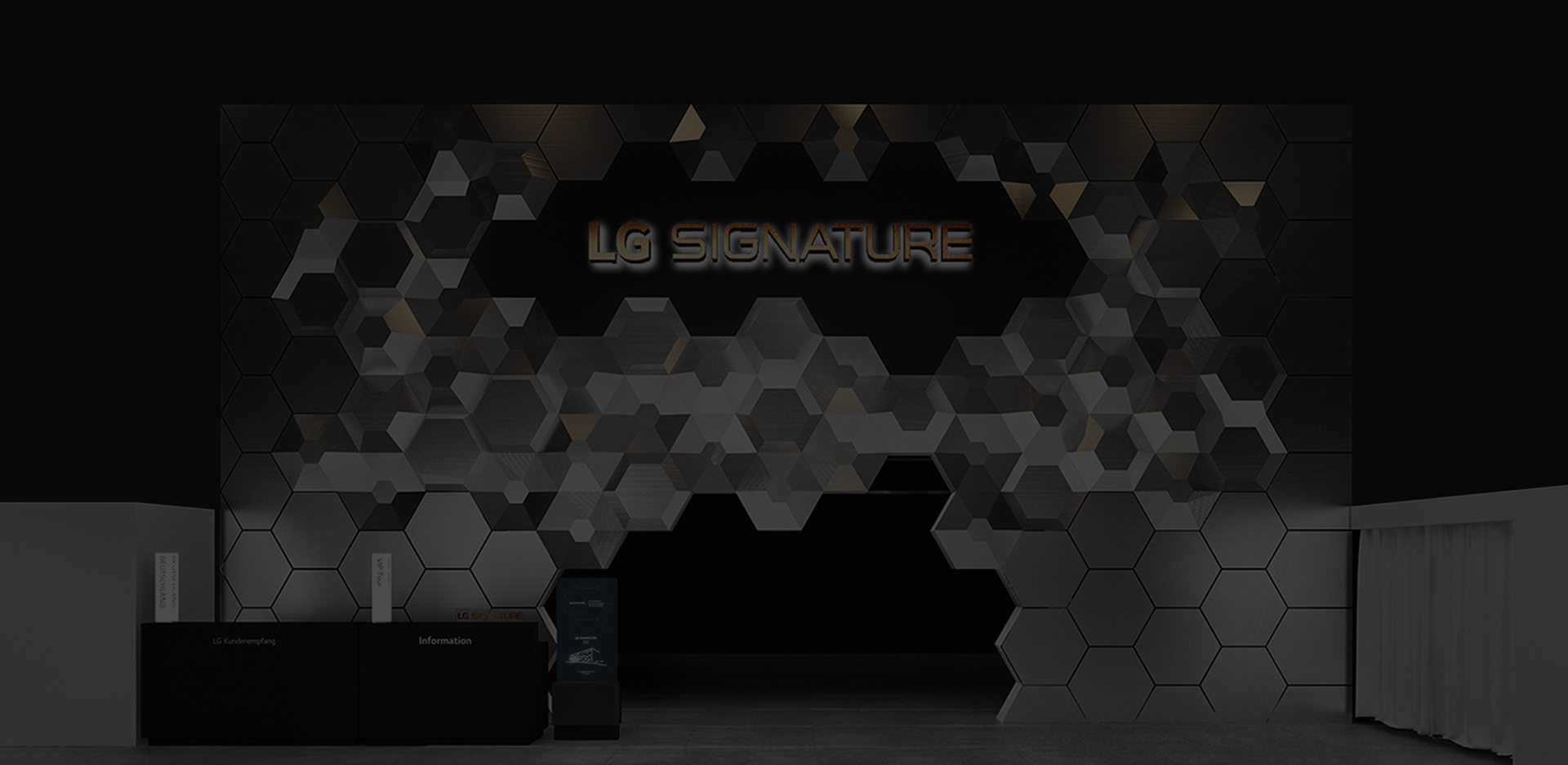 Overall view of the main photo zone with the concept of infinity for LG SIGNATURE at IFA 2019.