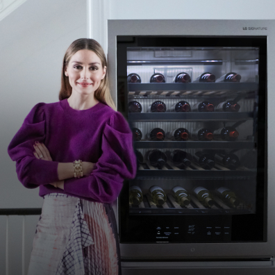 Thumbnail of Olivia Palermo stood in front of an LG SIGNATURE Wine Cellar.