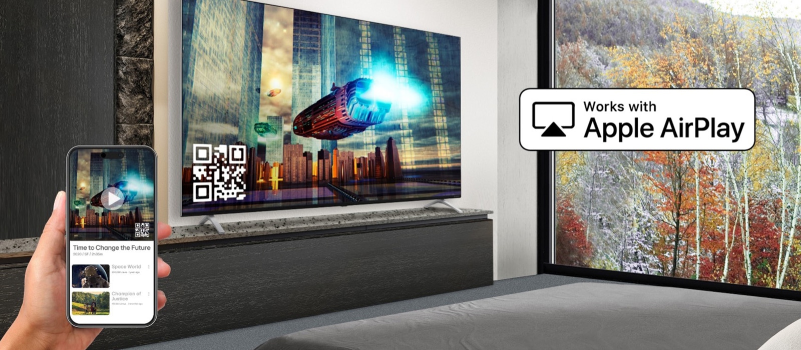 With Apple AirPlay®, guests can stream content to LG Pro:Centric Smart Hotel TVs