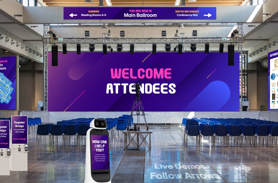 Event Spaces | DVLED, MAGNIT, large format signage, touch kiosks, CLOi GuideBot, projectors & more