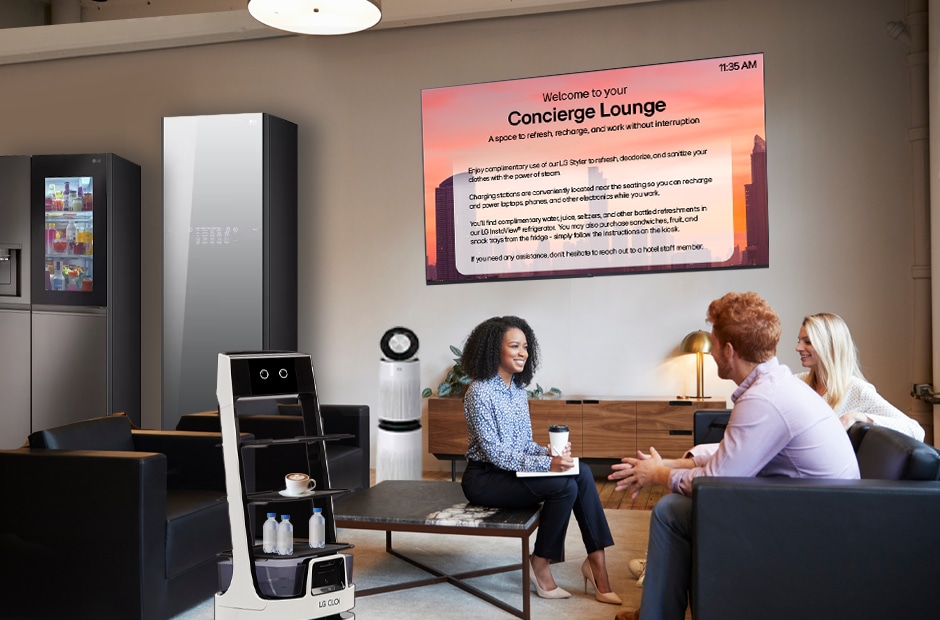 Concierge Lounges | Styler, refrigerators, hotel TVs, air purifiers, CLOi ServeBot & more