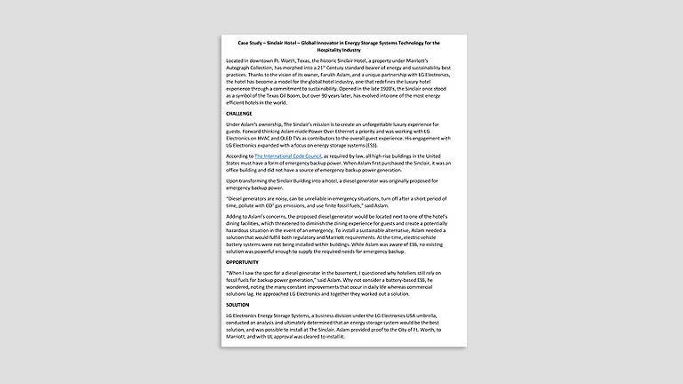 Case Study – Sinclair Hotel