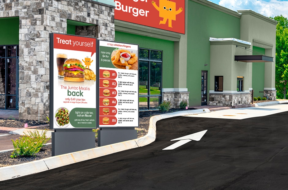 Entice and inform customers with clear, bright drive-through signage