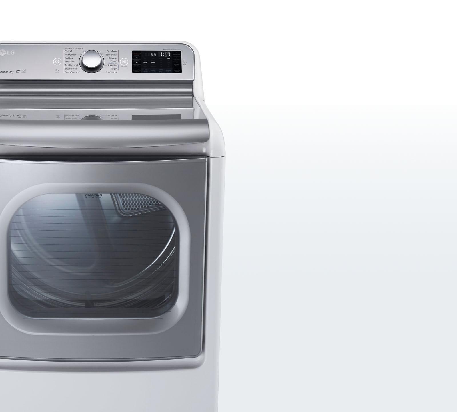 A look at the sleek, front-loading, mega-capacity LG DLEX7700 dryer