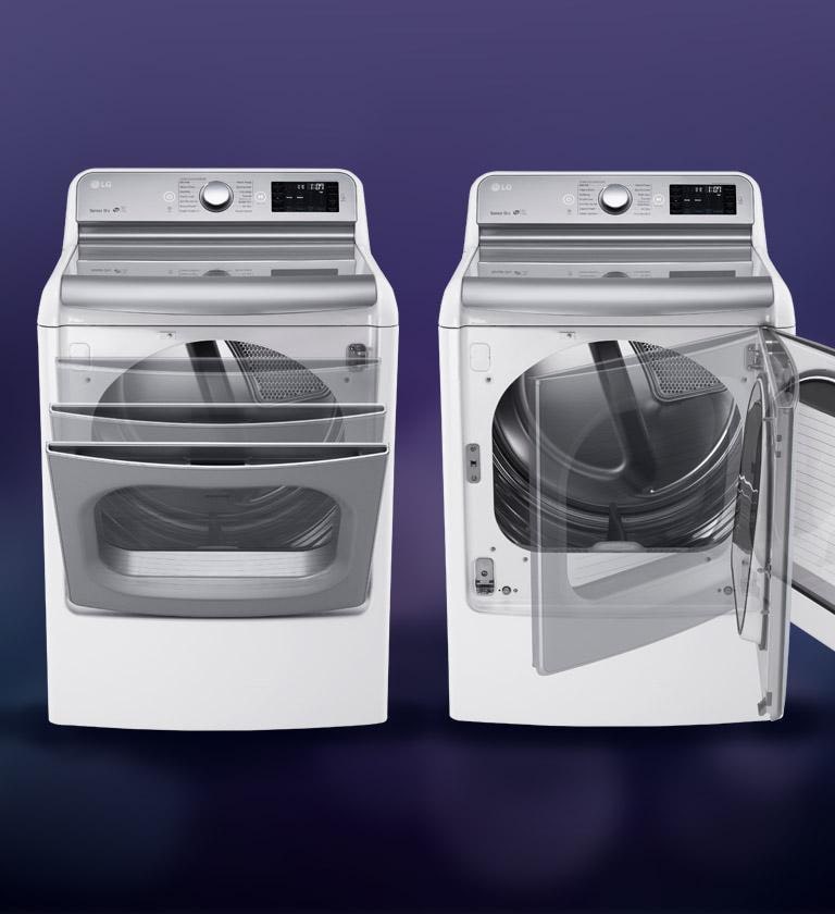 A look at how EasyLoad™ door of the LG DLEX7700 dryer functions