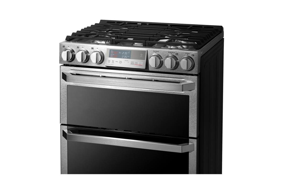 LG SIGNATURE 6.9 cu.ft. Smart wi-fi Enabled Gas Double Oven Slide-In Range with ProBake Convection®, LUTG4519SN, thumbnail 3