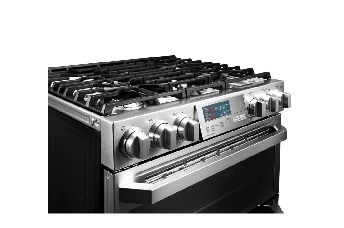 LG SIGNATURE 6.9 cu.ft. Smart wi-fi Enabled Gas Double Oven Slide-In Range with ProBake Convection®, LUTG4519SN, thumbnail 8
