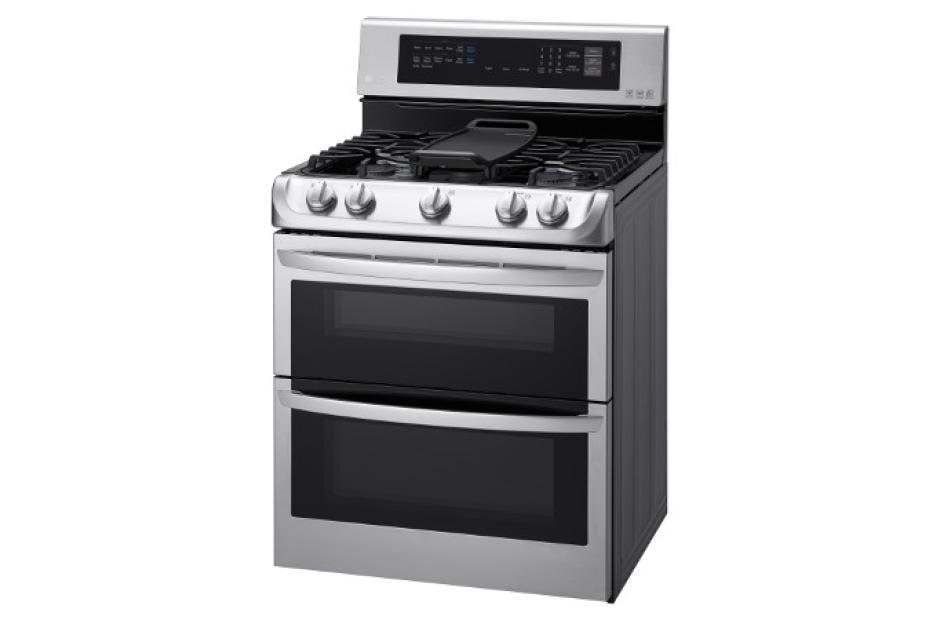 LG LDG4315ST: 6.9 cu. ft. Gas Double Oven Range with ProBake Convection®,  EasyClean® and Gliding Rack