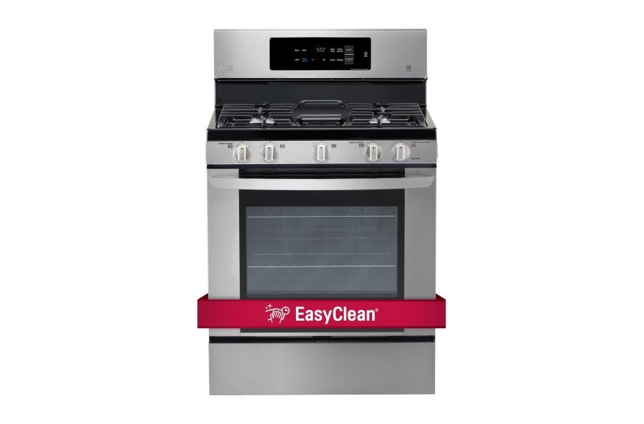 LG EasyClean 30-in 5 Burners 5.4-cu ft Freestanding Natural Gas Range  (Stainless Steel) in the Single Oven Gas Ranges department at