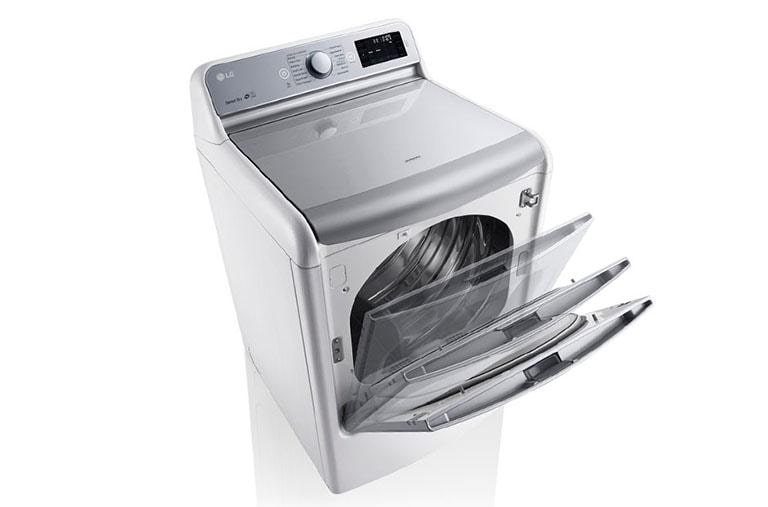 LG 9.0 Cu. Ft. Mega Large Capacity TurboSteam™ Dryer With EasyLoad™ Door, DLEX7700WE, thumbnail 2