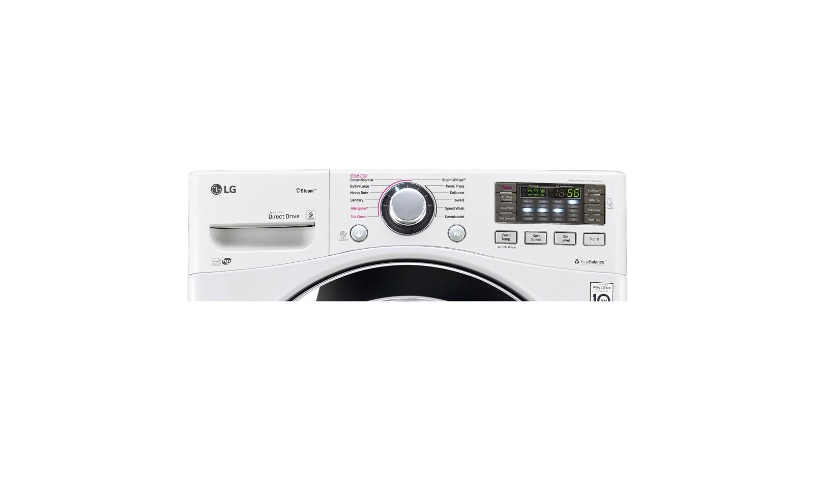 LG WM3670HWA: 4.5 cu. ft. Ultra Large Capacity with Steam Technology