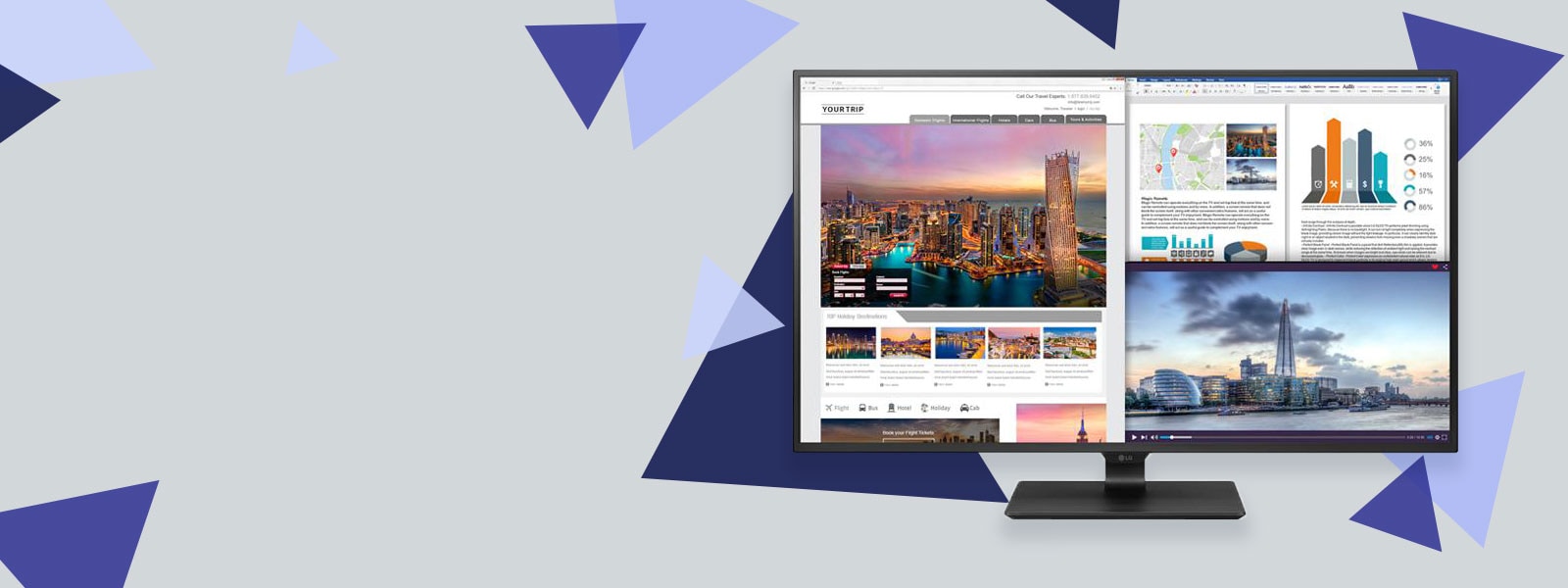 LG monitor on gray background