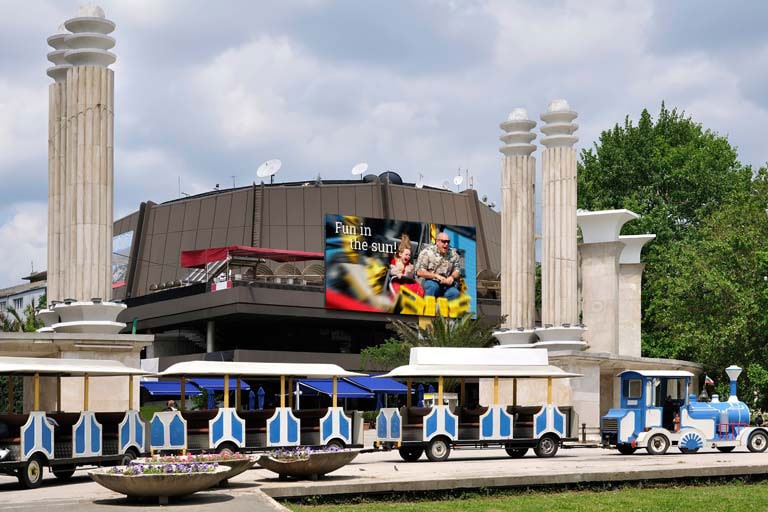 Tram Train in front of music venue