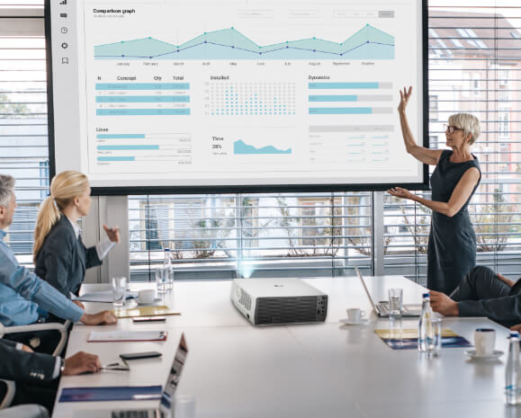 Business executive sharing a presentation in a meeting room