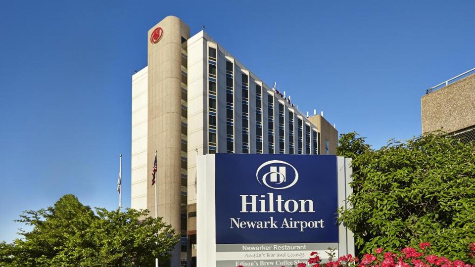 Outdoor signage for the Hilton Newark Airport