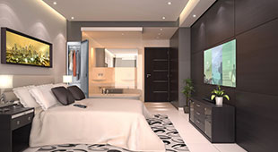 Four different hotel rooms