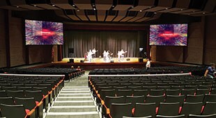 A multipurpose venue with a variety of displays