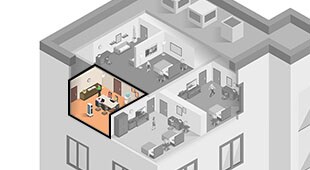 A meeting room inside a hotel