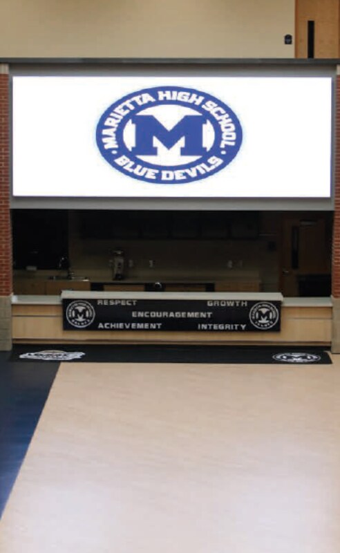 Digital signage in Marietta High School hallway