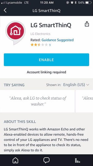 Lg smartthinq basic hot sale and complete alexa
