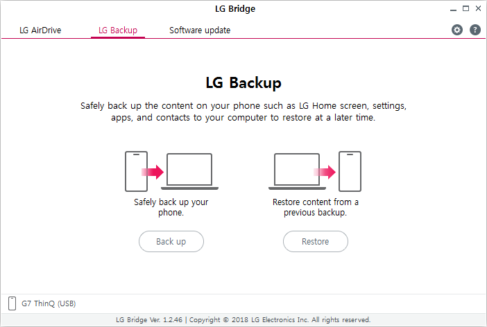 Select the Back up Tab