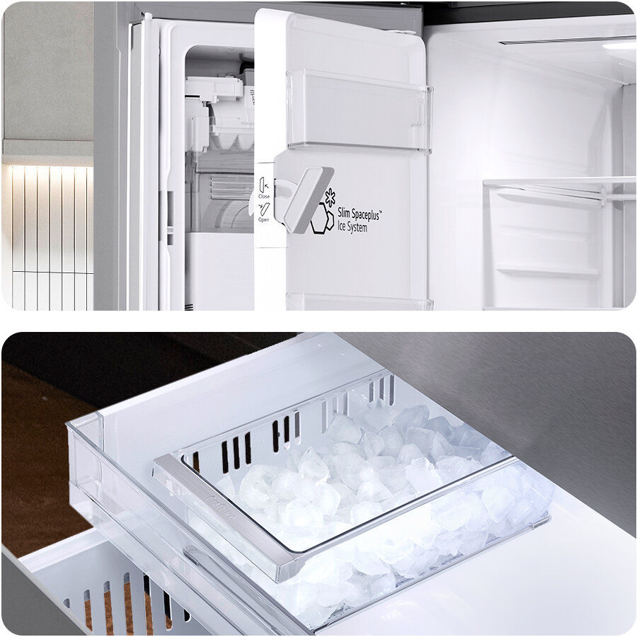 LG InstaView® MyColor™ Refrigerator comes equipped with the Dual Ice Maker feature for extra chill 
