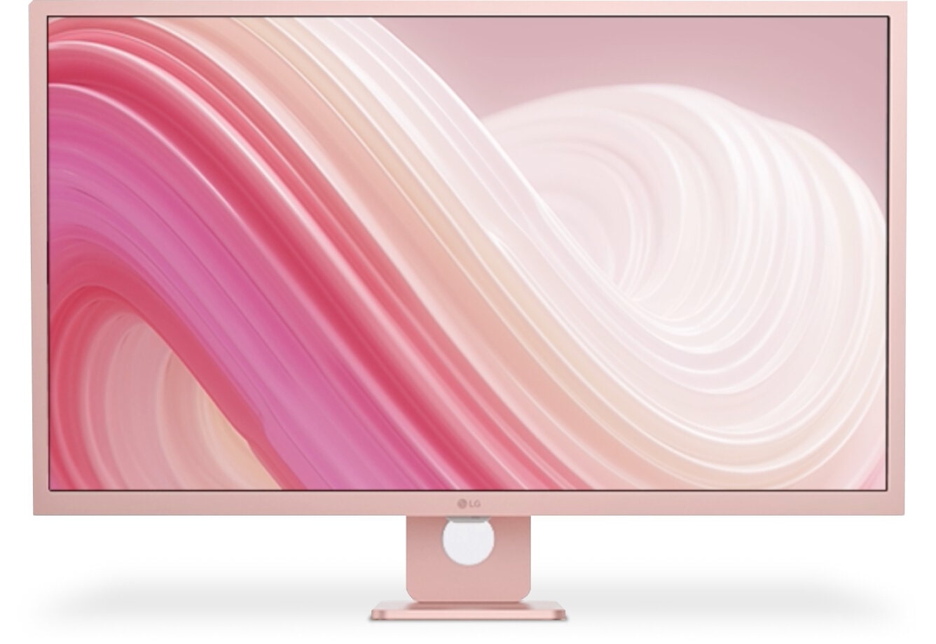 The LG MyView Smart Monitor cycles between a white, pink, olive and black exterior, showing style that fits any space.