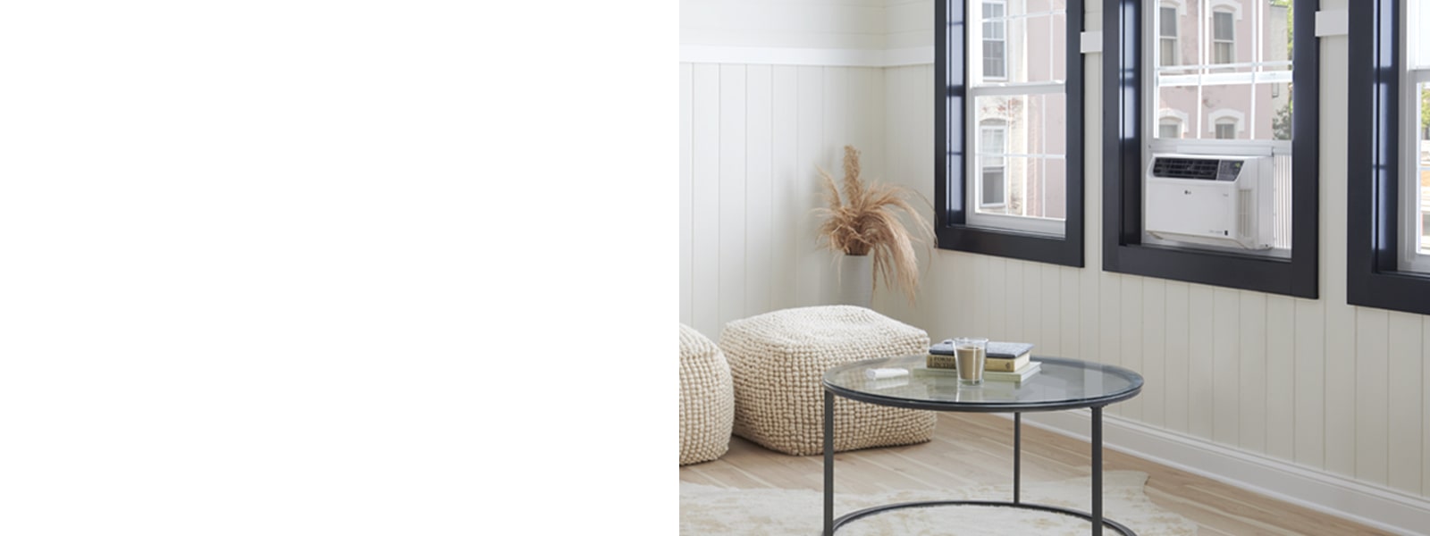 Window air conditioner in a living room