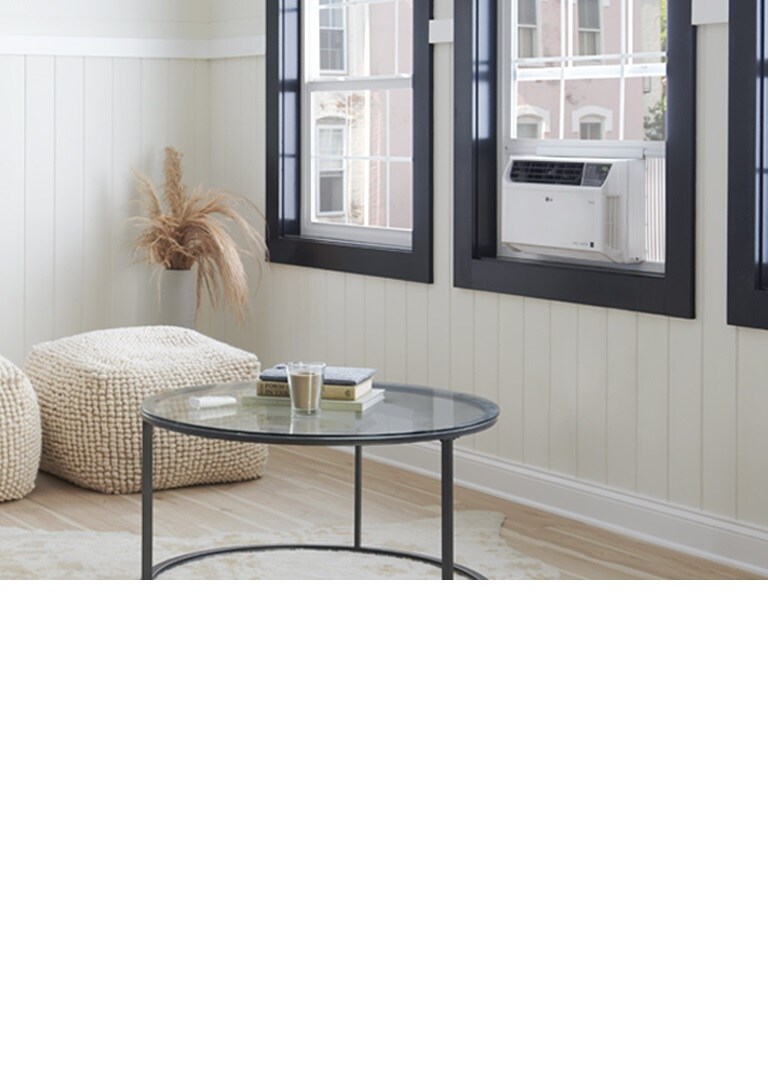 Window air conditioner in a living room